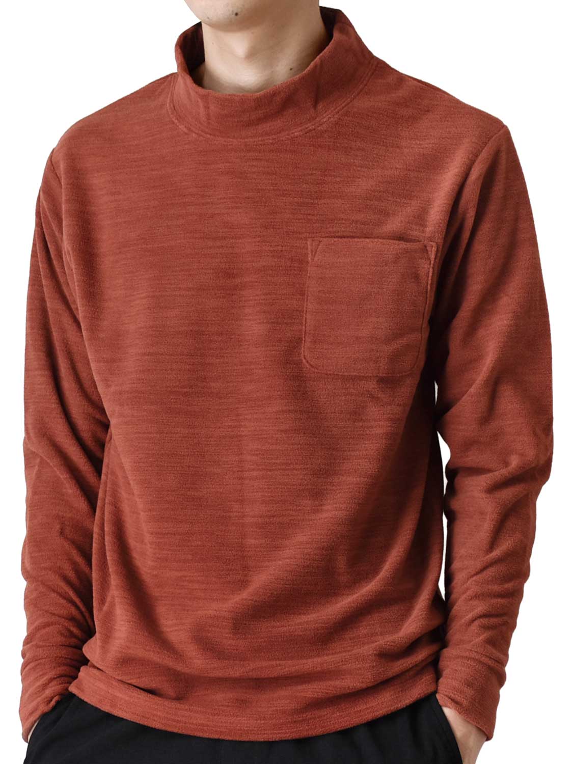 ホカロン 裏起毛 フリース 長袖Tシャツ メンズ あったか ストレッチ