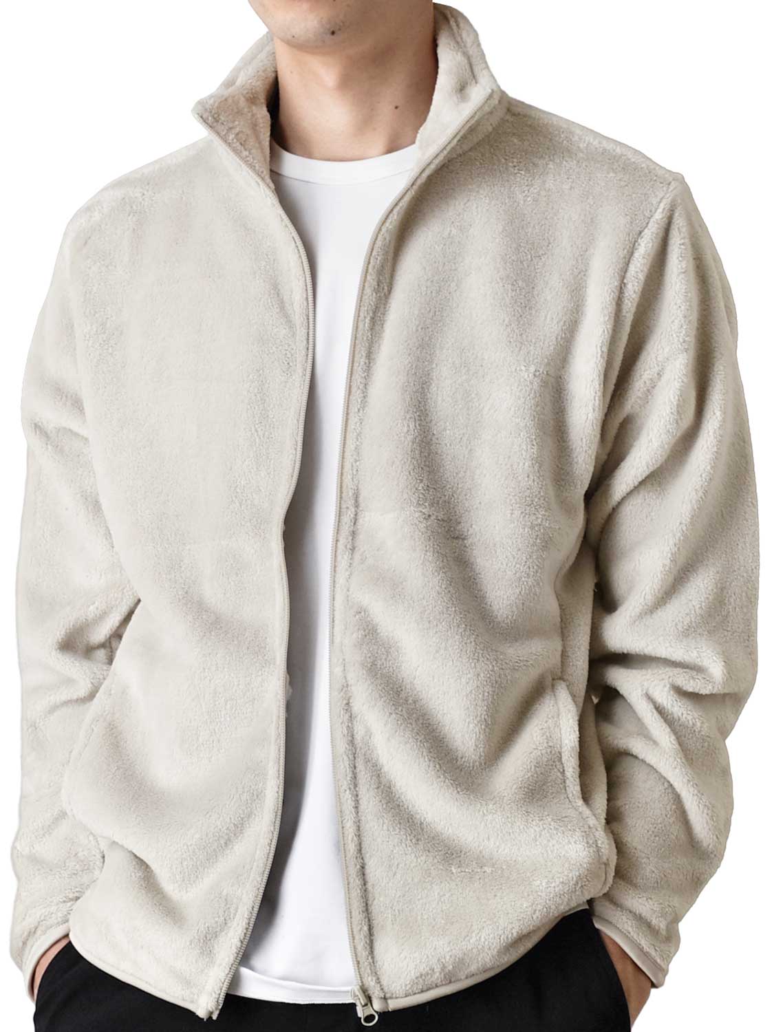 あったか 裏起毛 フリース ジャケット メンズ ストレッチ フルジップ