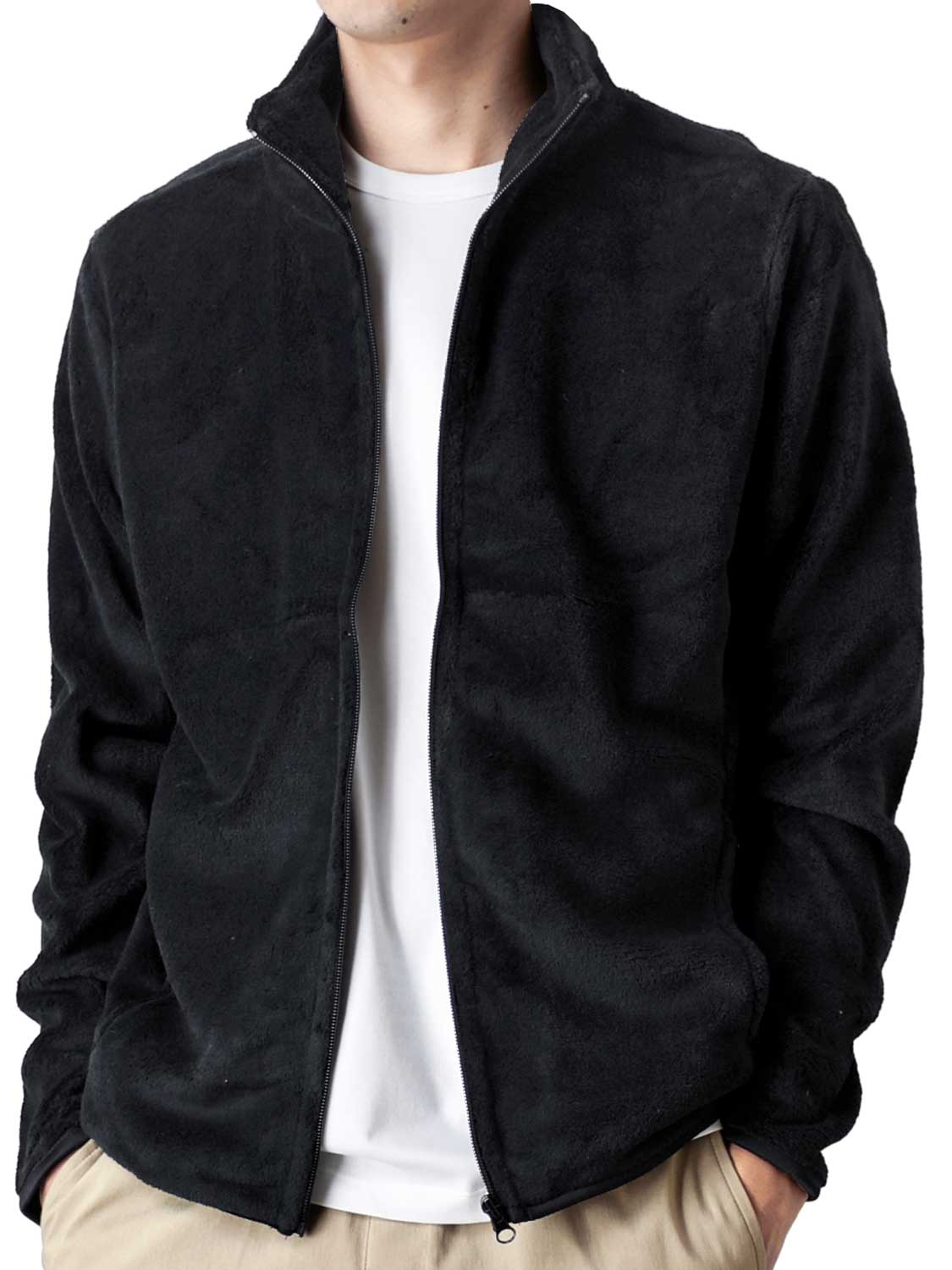 あったか 裏起毛 フリース ジャケット メンズ ストレッチ フルジップ