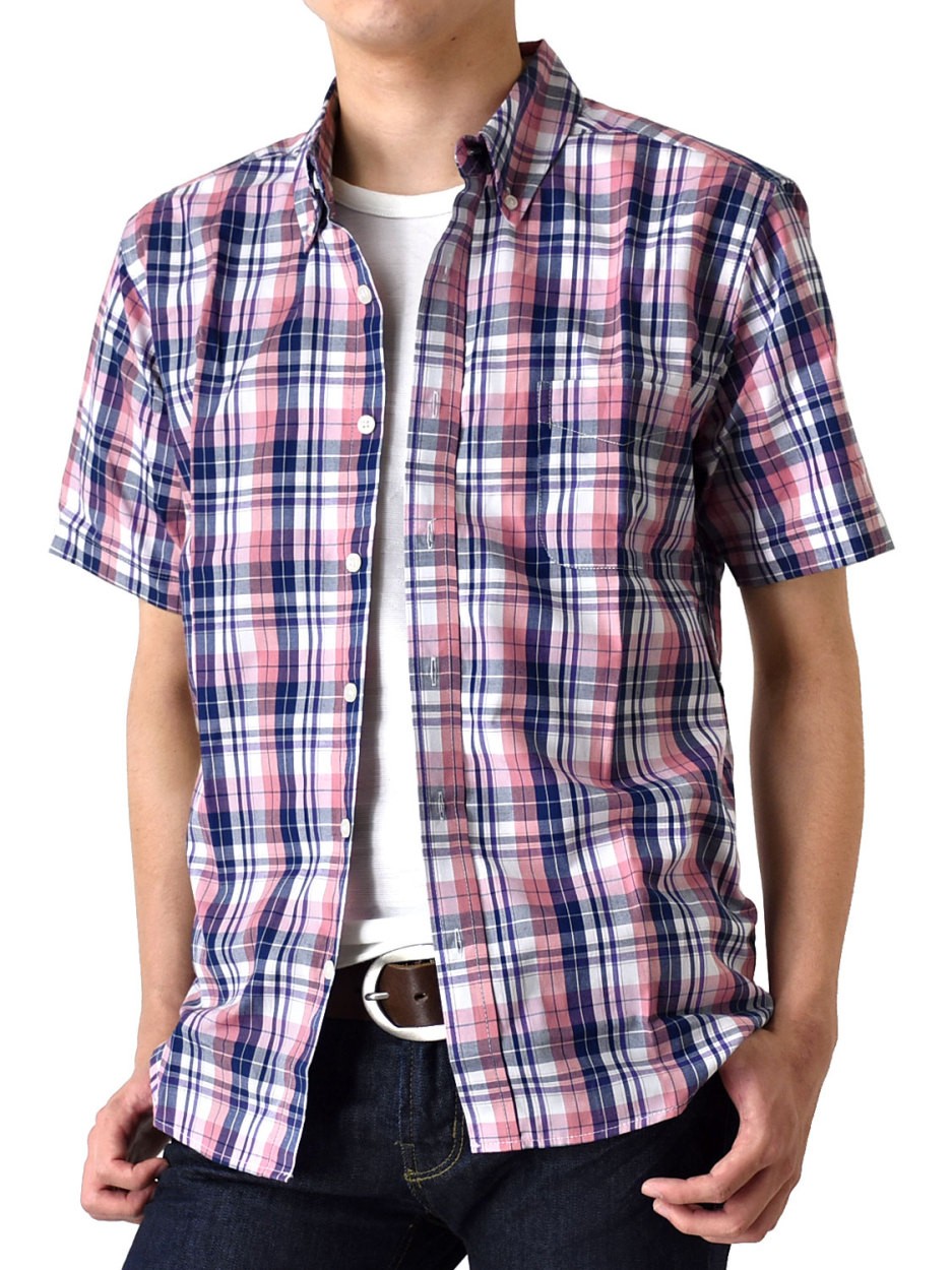 チェックシャツ 半袖シャツ ボタンダウンシャツ メンズ 送料無料 通販m M1 5 As アット セレクト 通販 Yahoo ショッピング
