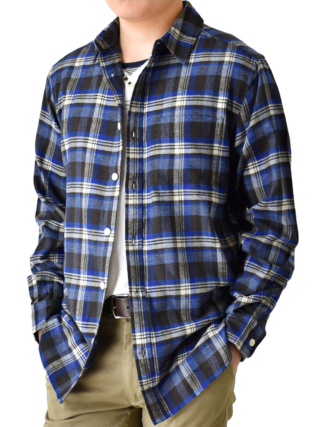 hinapiyo56専用 LAURENT 青黒チェック 長袖ネルシャツ 楽天市場】【送料無料】ネルシャツ メンズ チェックシャツ 長袖 シャツ