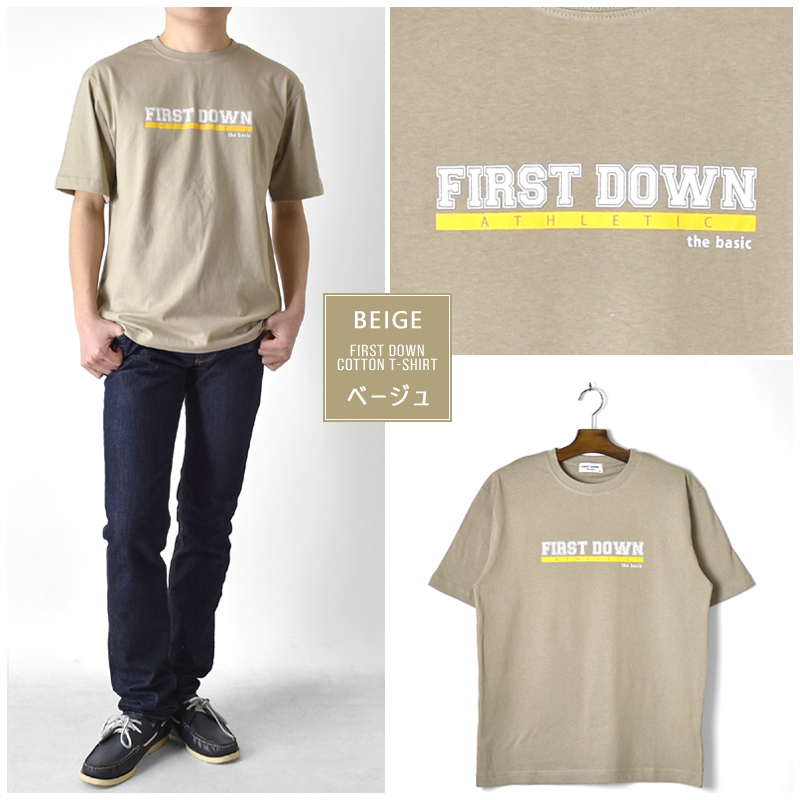 Tシャツ 半袖 プリント カレッジロゴ ファーストダウン FIRSTDOWN 綿