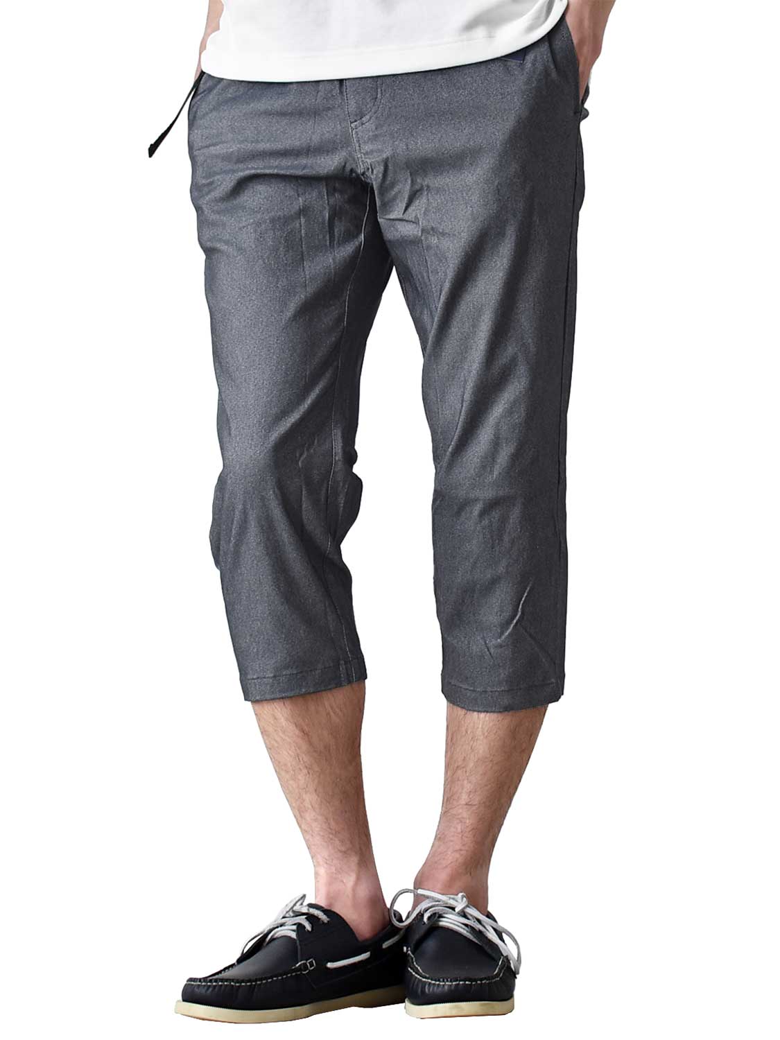 クロップドパンツ ストレッチ メンズ ナイロンベルト付き 7分丈 ハーフ