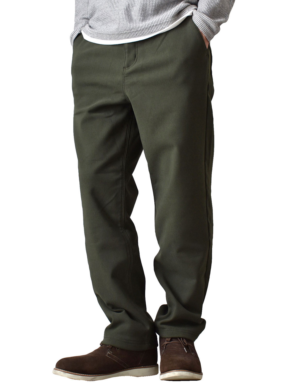 あったか 裏起毛 ワイドチノパンツ メンズ ストレッチ ズボン 防寒