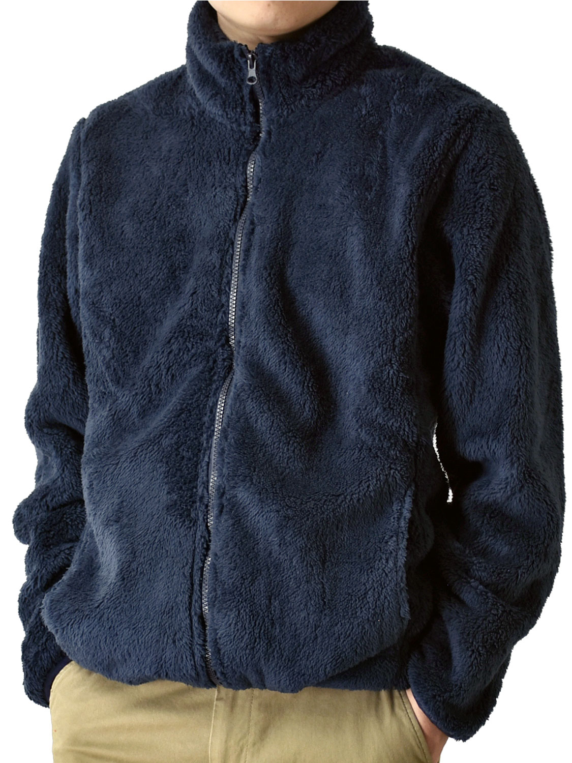 フリースジャケット メンズ ボアフリース フルジップ ファスナー 暖か スタンドカラー 防寒 起毛 裏起毛 送料無料 通販