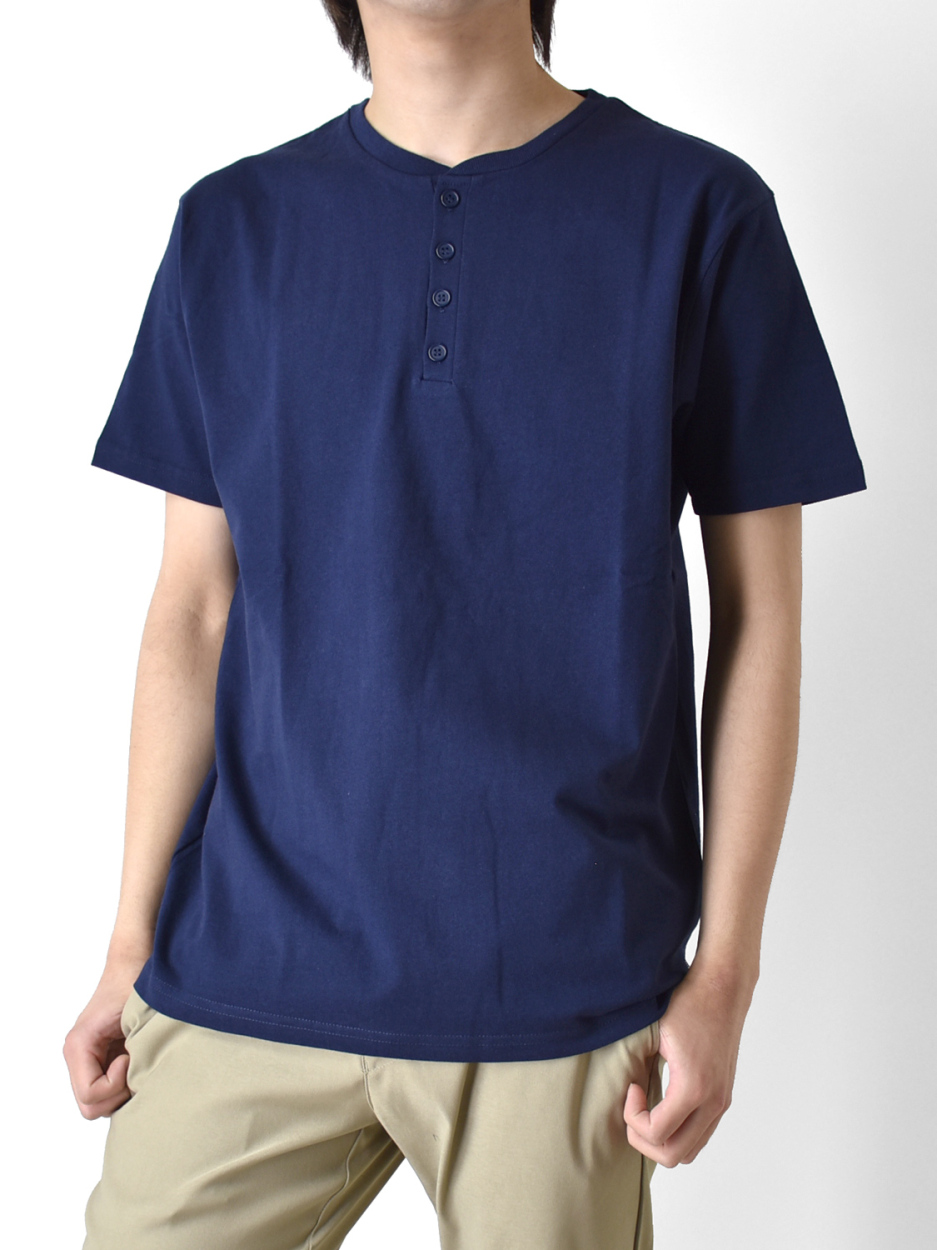 ヘンリーネック キーネック ポケ付き ポケT 父の日 Tシャツ 綿100% USA