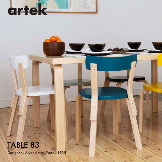 Artek アルテック TABLE 83 テーブル 182×91cm （厚み 5cm） バーチ材 天板 （ブラックリノリウム） 脚部  （クリアラッカー） デザイン：アルヴァ・アアルト : artek-28300753 : アトラクト - 通販 - Yahoo!ショッピング