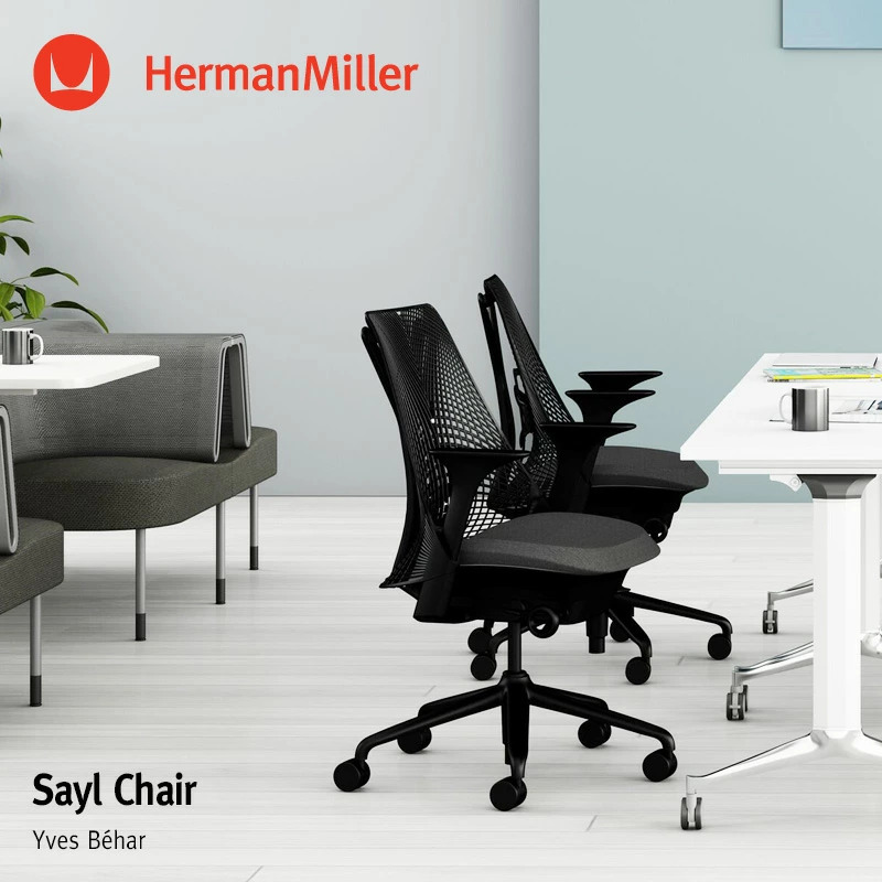 Herman Miller ハーマンミラー セイルチェア サスペンション ミドルバック フレーム＆ベース：ブラック ファブリック：コスモス ブラック  イヴ・ベアール : hm-as1ya23ha-1331 : アトラクト - 通販 - Yahoo!ショッピング