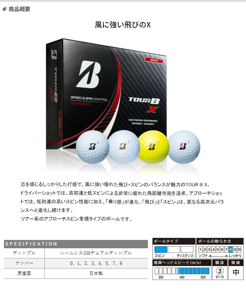 ブリヂストンゴルフ NEW TOUR B X ボール（2022）2ダース 24個入り