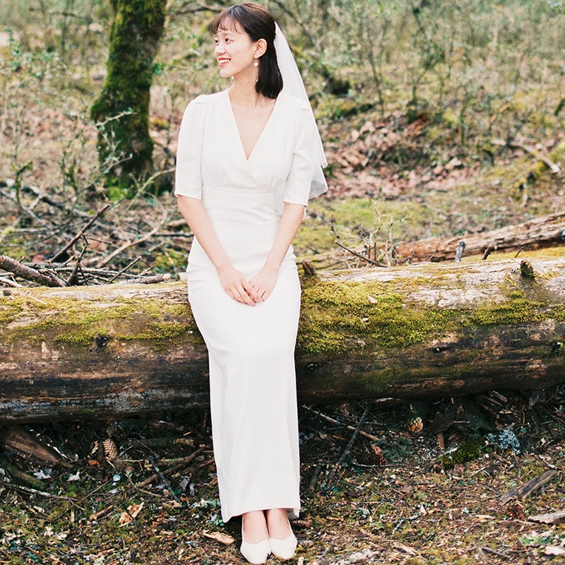 赤字超特価 ウエディングドレス 二次会 レディース服 購入長袖 白