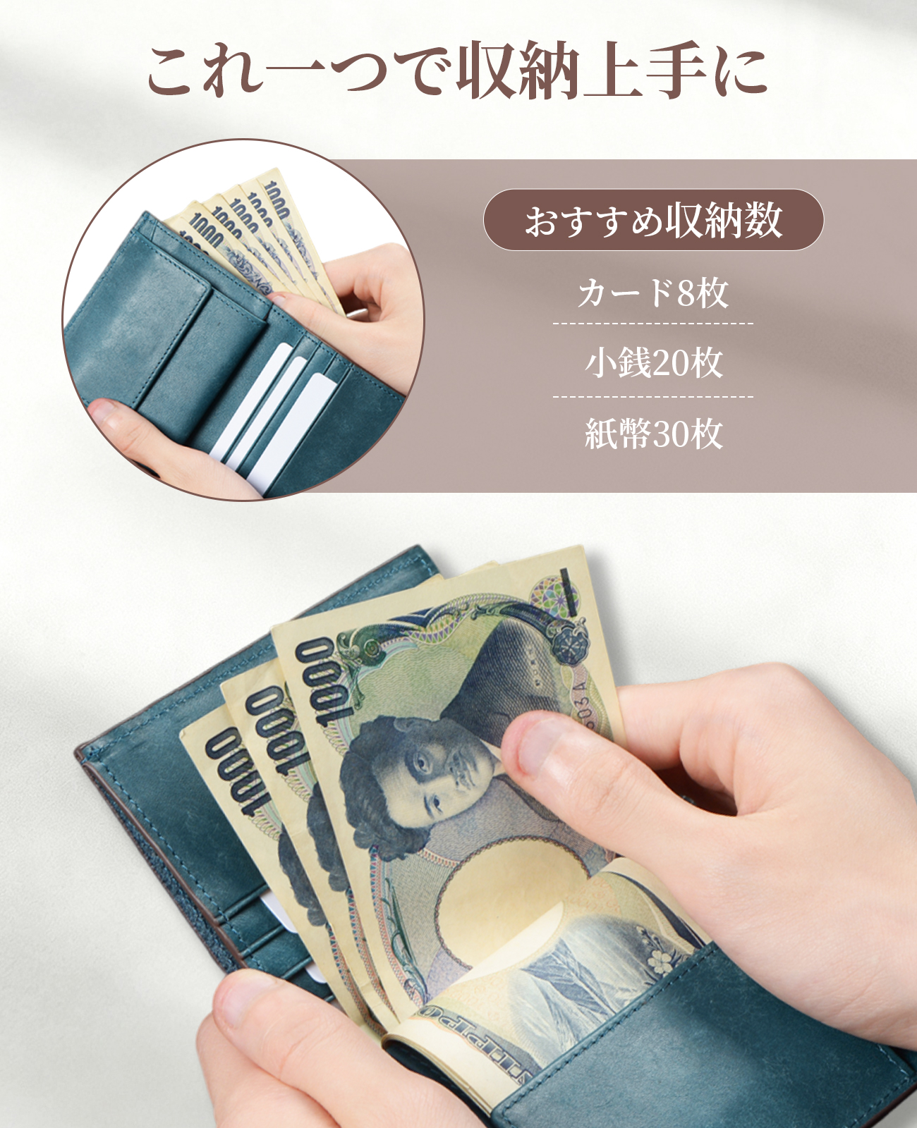 Modiko 財布 メンズ 二つ折り 本革 プエブロレザー ミニ財布