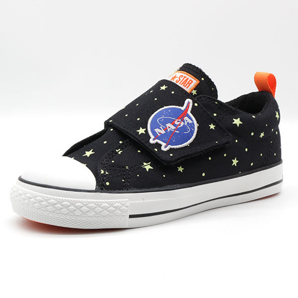 コンバース キッズ ジュニア スニーカー 靴 黒 NASA 宇宙 スペースパッチ CONVERSE CHILD ALL STAR N SPACEPATCH V-1 OX｜auckutsu-nishimura｜02