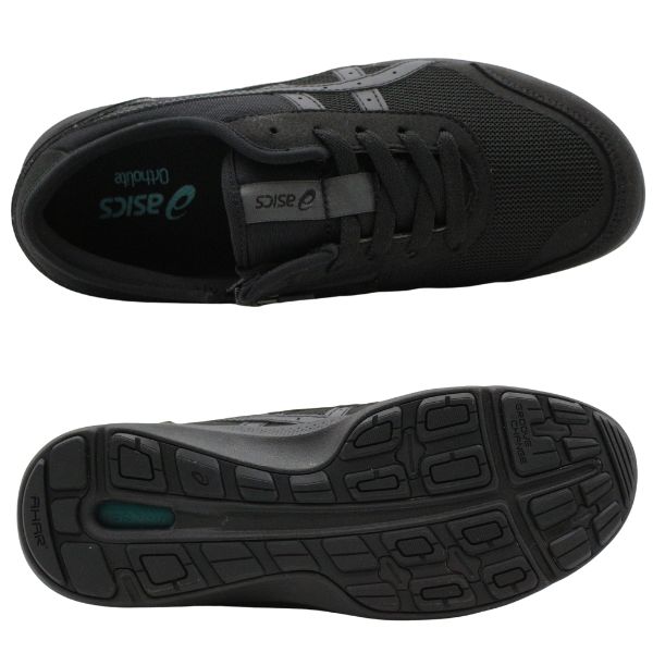 AKASHI ブラック スニーカー ジッパー付き ASICS（アシックス） スニーカー レディース 靴 黒 ブラック ピンク