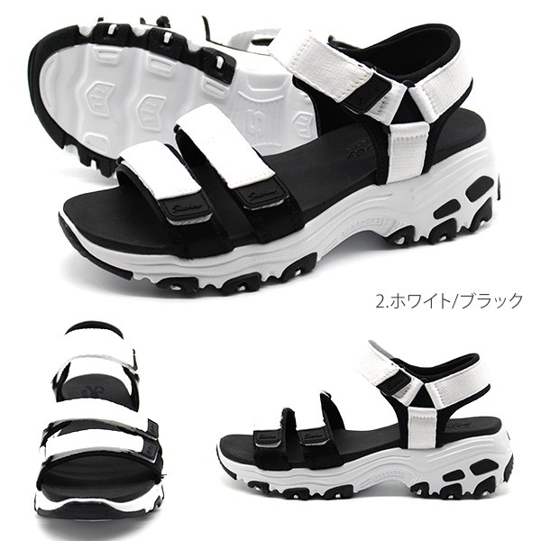 SKECHERS（スケッチャーズ） サンダル レディース 靴 黒 ブラック 白