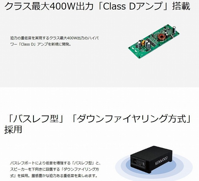 ケンウッド チューンアップ・サブウーファー KSC-SW40 Dアンプ 400W