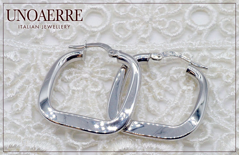UNOAERRE ウノアエレ K18WGホワイトゴールド フープピアス 27886#2597