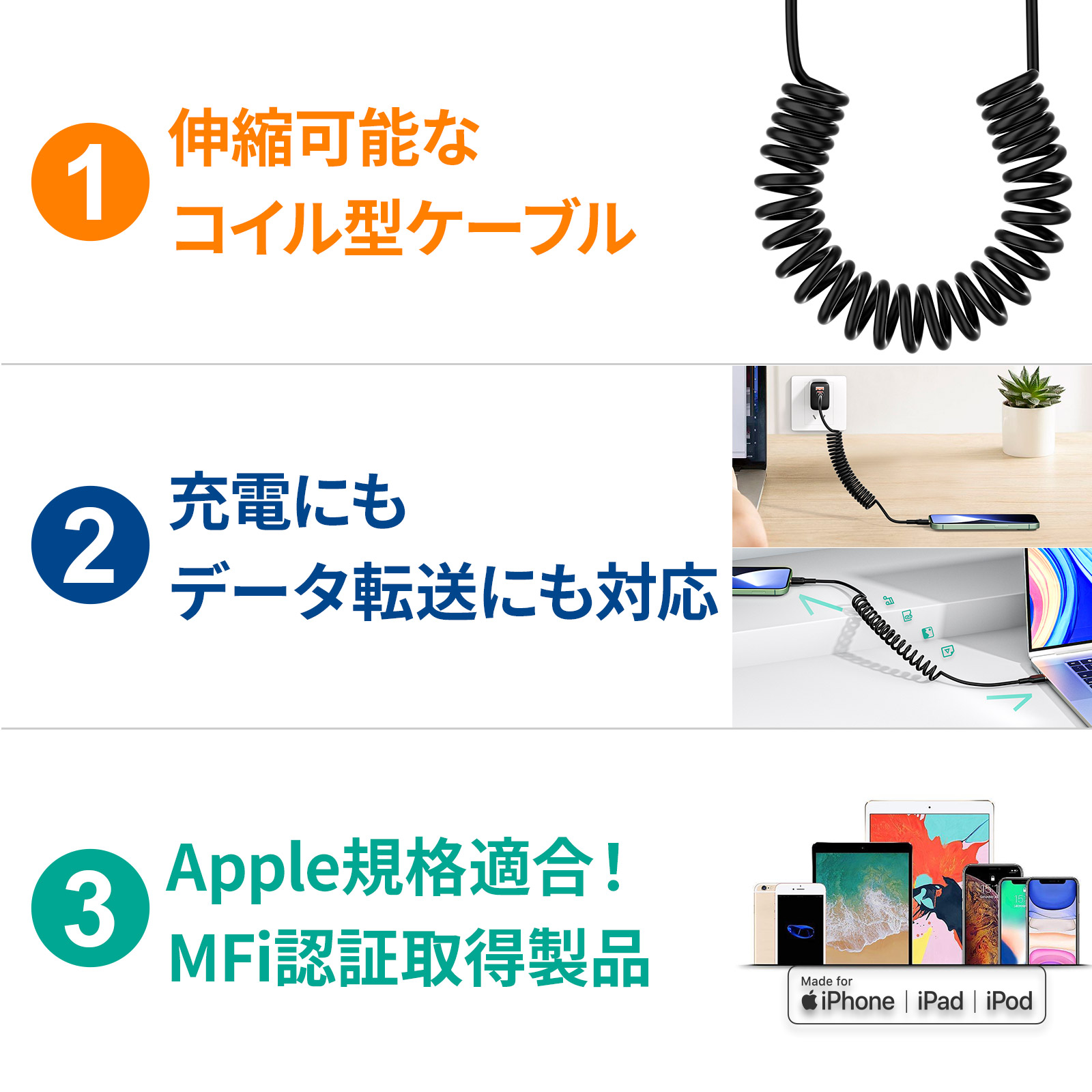 AUKEY 【お値段見直し】USB Type-C to Lightning ケーブル C-L 1.5m 