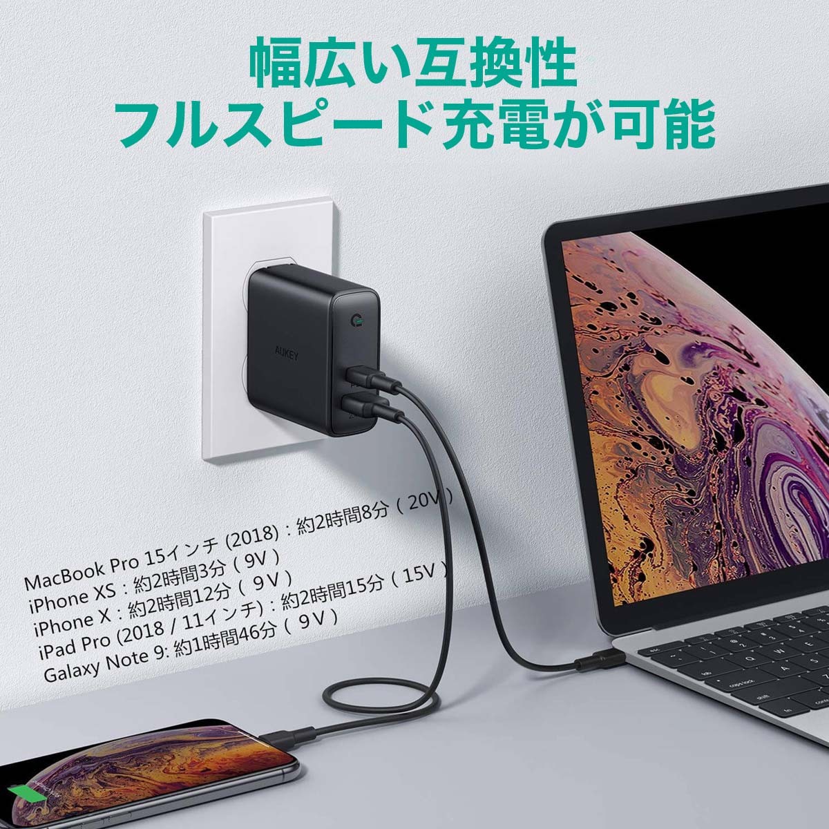 お得セット 急速充電器+ライトニングUSB充電ケーブル AUKEY オーキー CCB-02 PA-D3-BK+タイプC タイプA to  Lightning :aukey-ccb-02:MikimotoBeans Store Yahoo!店 - 通販 - Yahoo!ショッピング