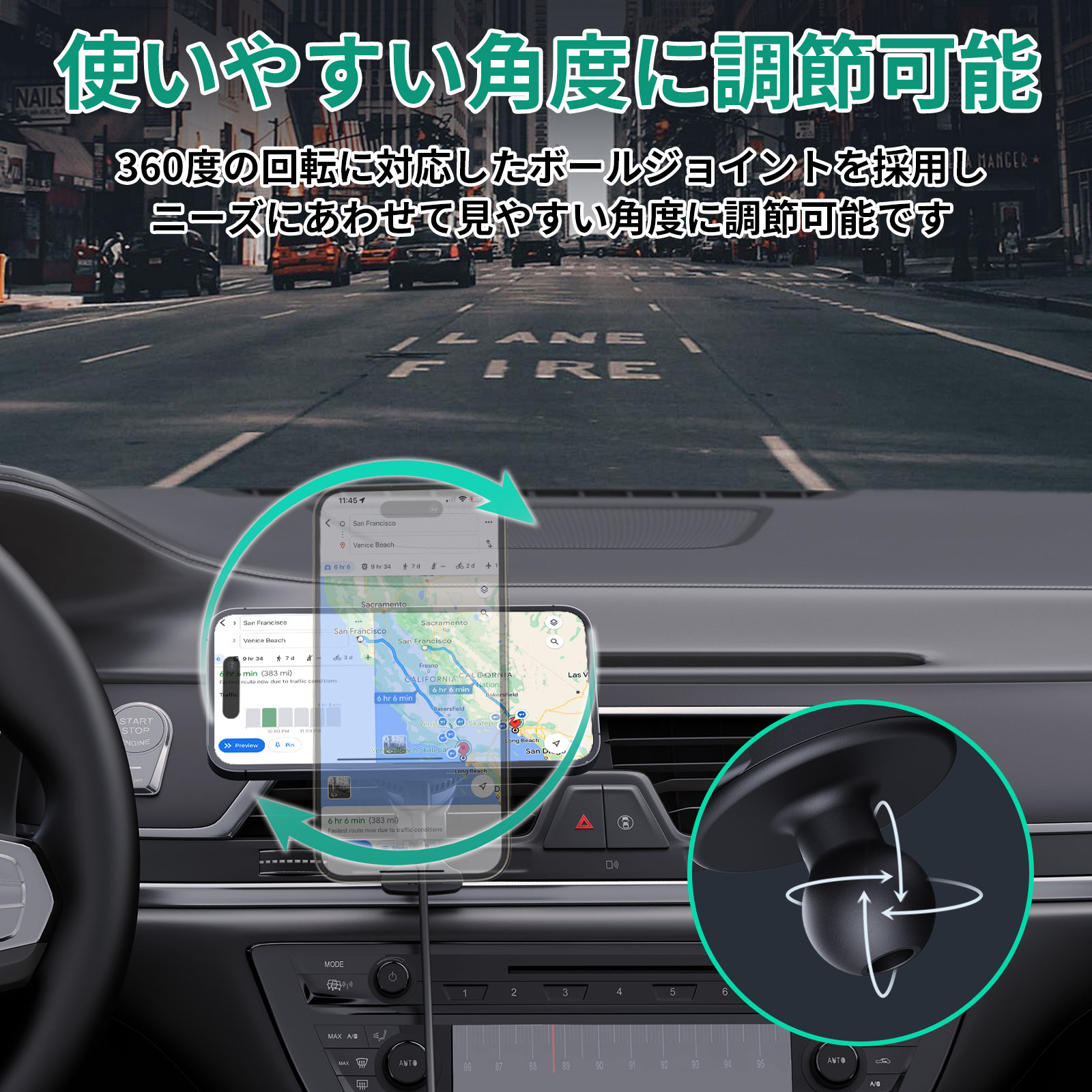 AUKEY Metallic 車載ワイヤレス充電器 スマホ冷却機能 急速充電 15W Qi2 冷却ファン 熱電冷却チップ MagSafe対応 オーキー  MagFusion Dash Pro HD-MC13A | AUKEY | 06
