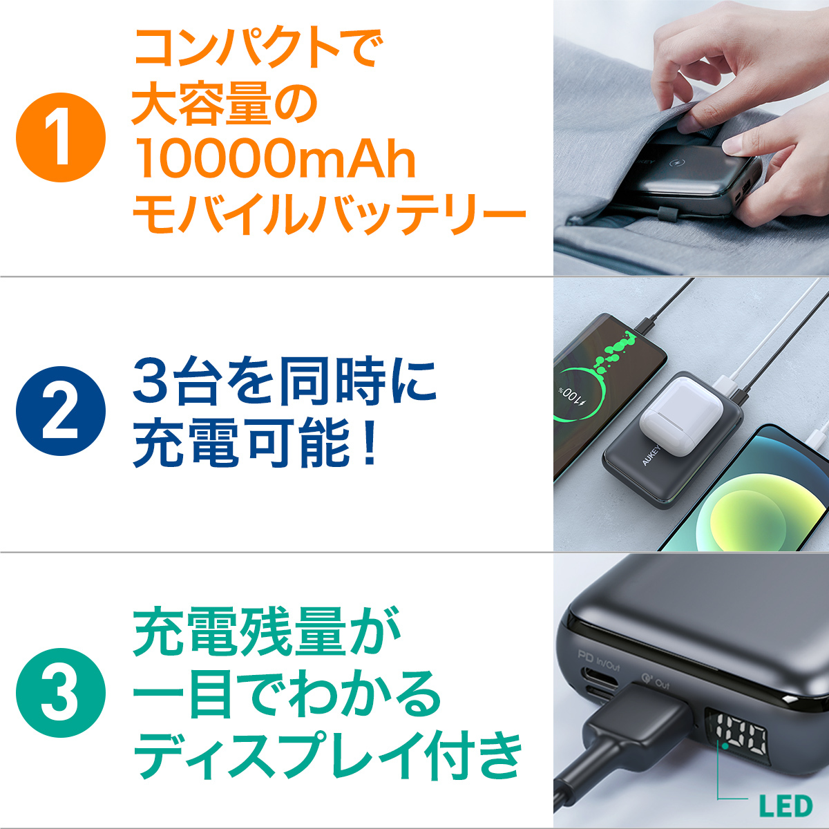 送料無料新品 モバイルバッテリー 大容量 iPhone AUKEY オーキー Basix Pro Mini PB-WL01S 20W 10000mah ワイヤレス USB-A USB-C Android PD QC 急速充電 デジタル表示 新作入荷!! 送料無料新品 モバイルバッテリー 大容量 iPhone AUKEY オーキー Basix Pro Mini PB-WL01S 20W 10000mah ワイヤレス USB-A USB-C Android PD QC 急速充電 デジタル表示 新作入荷!!
