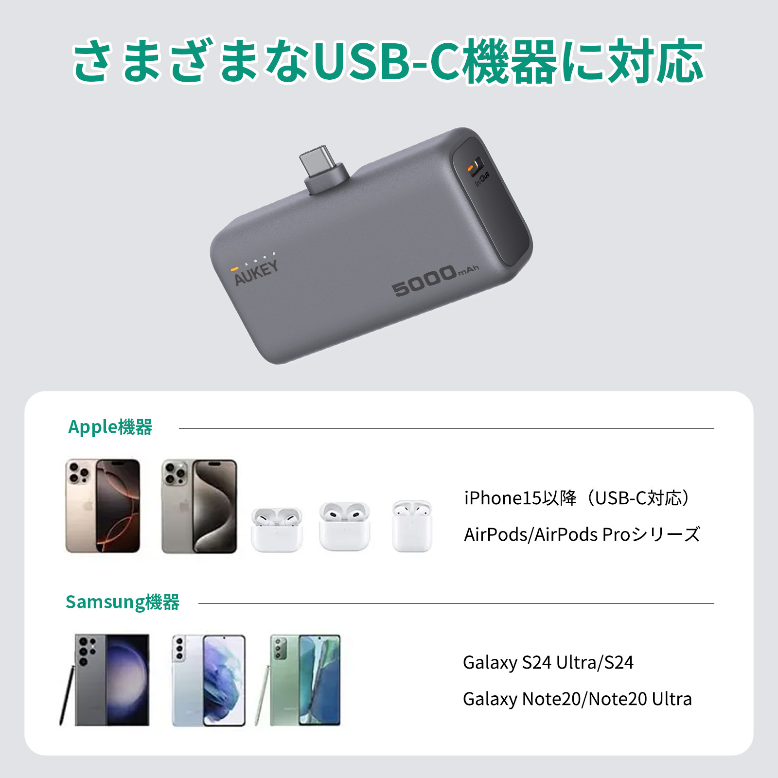 AUKEY AUKEY Metallic モバイルバッテリー 5000mAh USB-C 20W PD 2台
