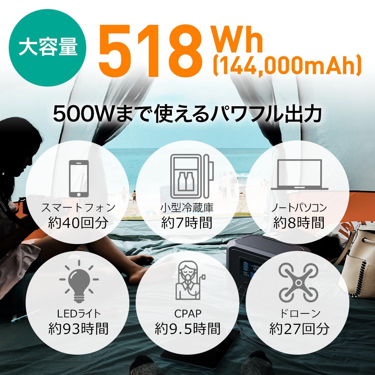 公式店2年保証】AUKEY ポータブル電源 大容量 500Wh以上 PS-MC05 DC/AC