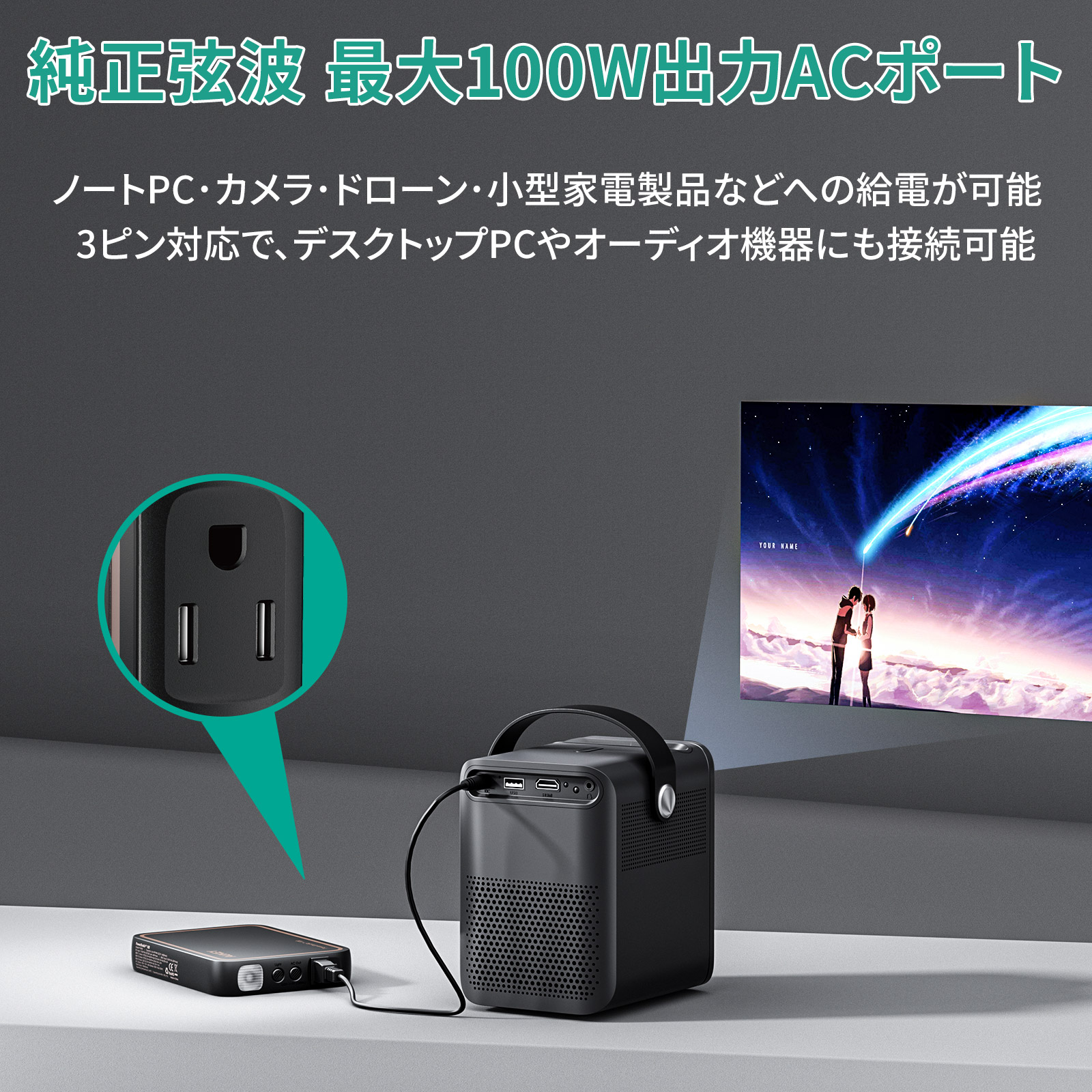 公式店2年保証】AUKEY ポータブル電源 コンパクト 100Wh 27000mAh