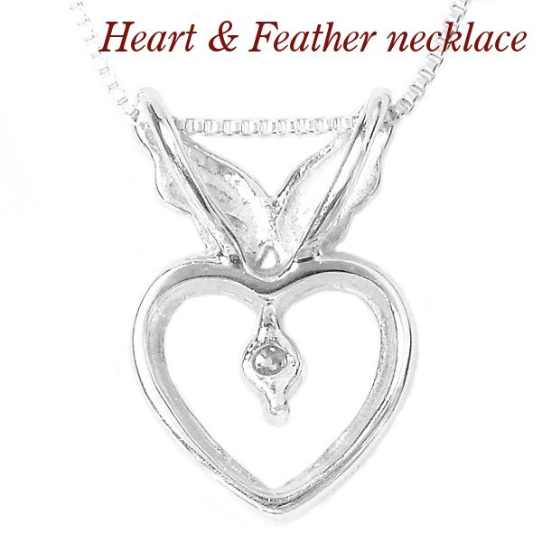 ダイヤモンド ネックレス 一粒 ハート 天使の羽 10金ホワイトゴールド レディース 50代 40代 60代 30代 20代 ギフト 妻 彼女 プレゼント 羽根モチーフ k10wg | ブランド登録なし | 03