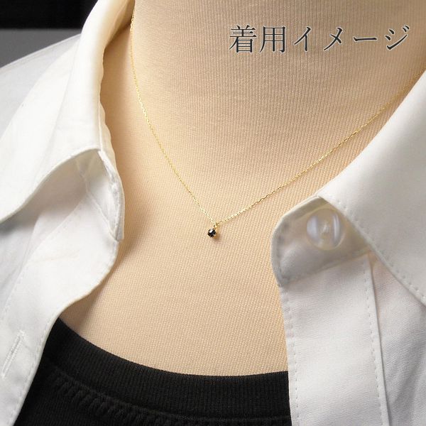 ブラックダイヤモンド ネックレス k18 0.05ct 小さめ 18金ゴールド 0.05カラット 18k 4月誕生石 レディース 50代 40代 60代 30代 20代 ギフト プレゼントの画像