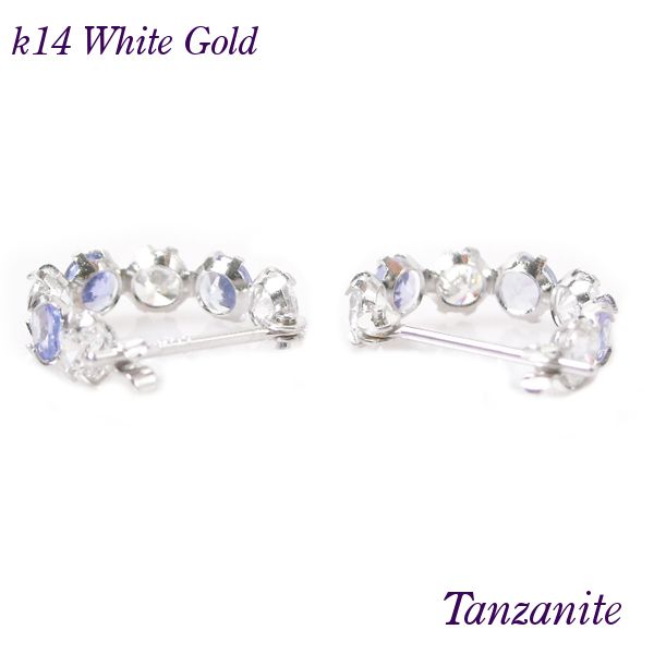 タンザナイト ピアス フープ 14金ホワイトゴールド キュービック