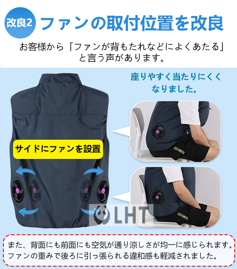 ファン付き ベスト Lサイズ ネイビー 空調服 ライトバッテリー付き 楽天市場】空調服(R) ベスト バイカラー＋スターターキット