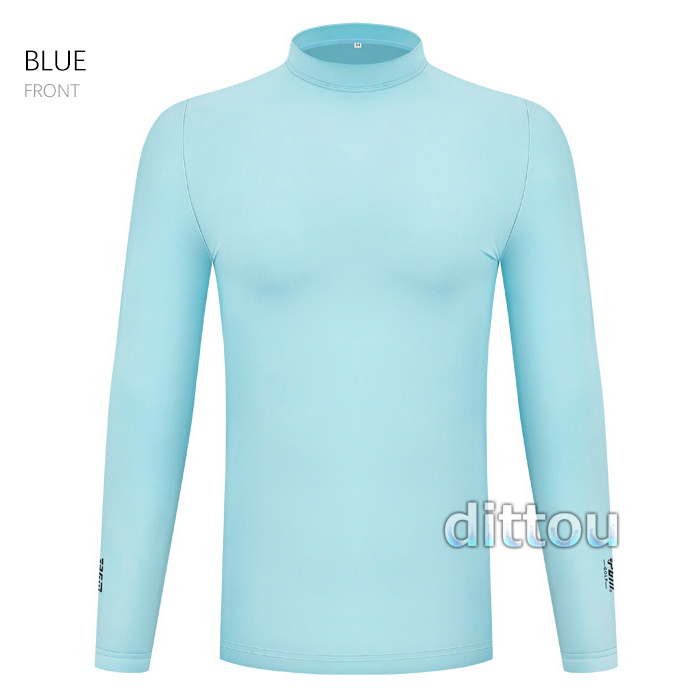 [２枚目10％オフ] ゴルフシャツ メンズ 長袖 インナーシャツ カット 接触冷感 クールシャツ 紫...