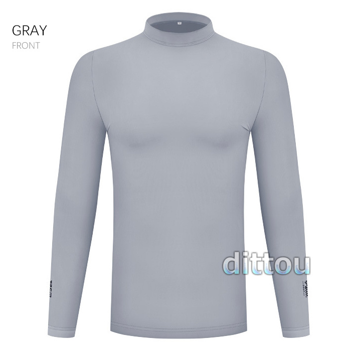[２枚目15％オフ] ゴルフシャツ メンズ 長袖 インナーシャツ カット 接触冷感 クールシャツ 紫...