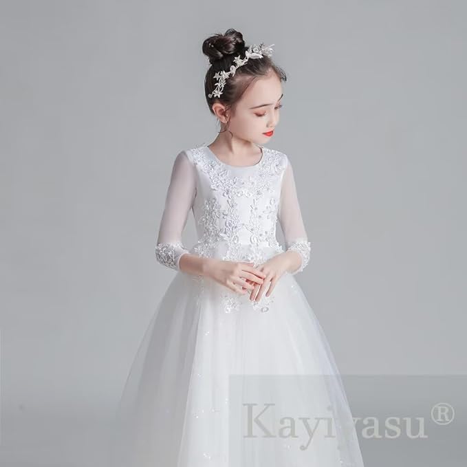 子供ドレス ピアノ 発表会 ロングドレス 長袖 女の子 フォーマル 結婚 