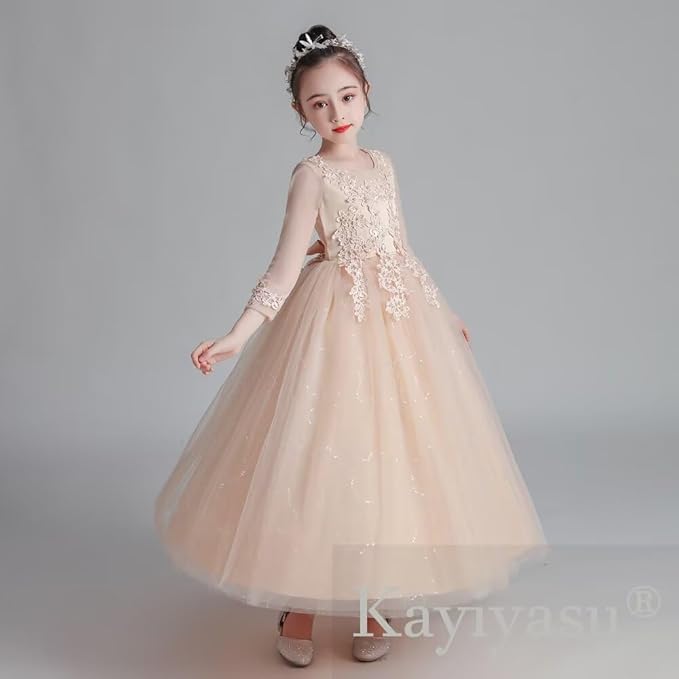 子供ドレス ピアノ 発表会 ロングドレス 長袖 女の子 フォーマル 結婚