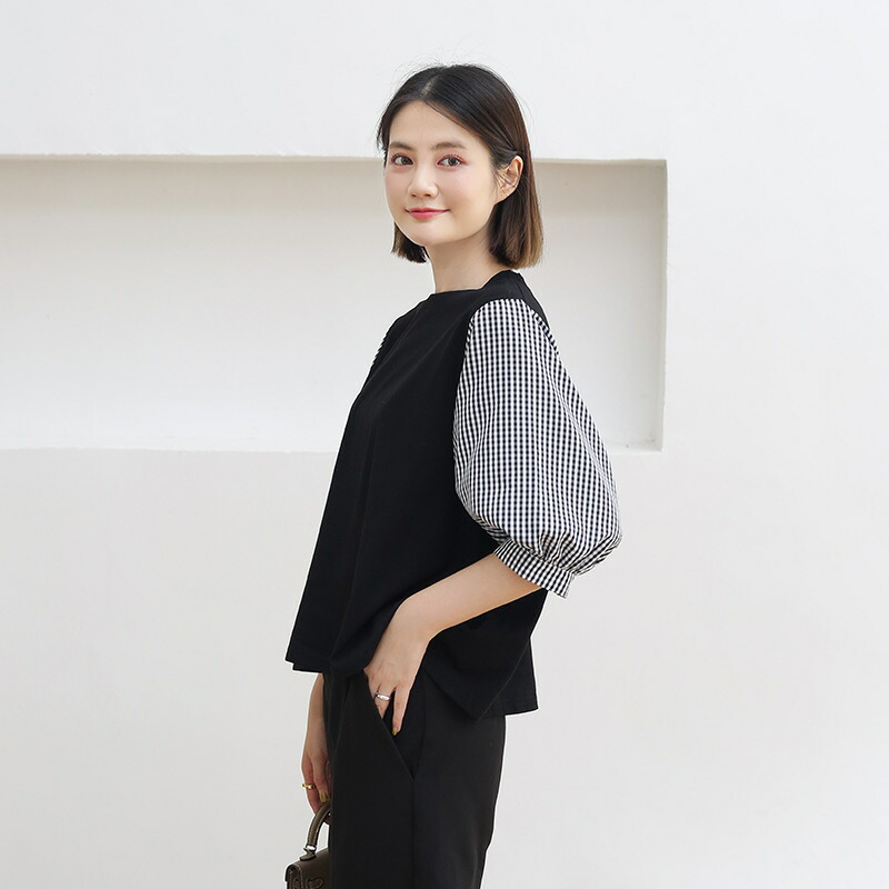 ブラウストップス レディース 七分袖 春夏 aライン ブラウス シャツ