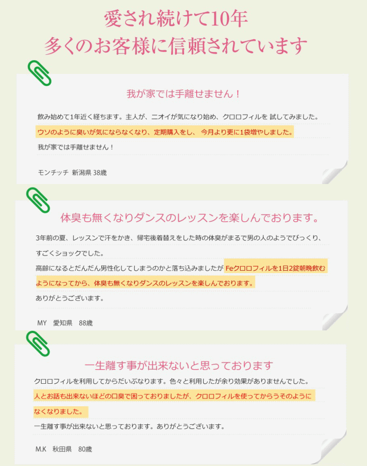Feクロロフィル3袋 ニオイ対策サプリ 体臭 口臭 加齢臭 足のニオイ 