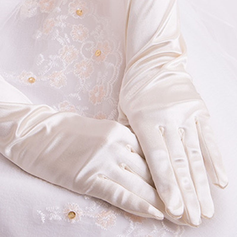 サテンミディアムグローブ Sサイズ 日本製 約40cm ブライダル ウェディング 花嫁 結婚式