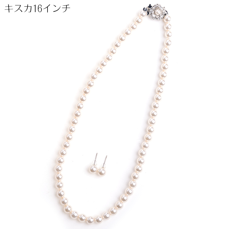 日本製7mm本貝パールネックレス イヤリングorピアスセット 16インチ 職人手作り品 冠婚葬祭 フォーマル 入学式 卒業式 | aurora(ファッション) | 01