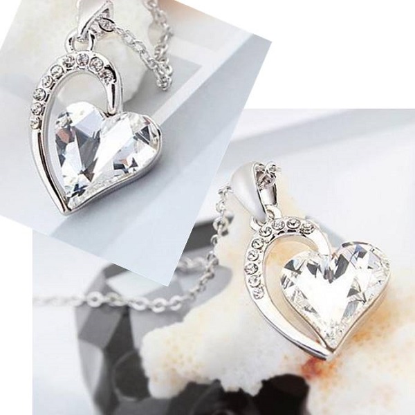 ネックレス レディース スワロフスキー ダブルハート カラー3色 ローズ