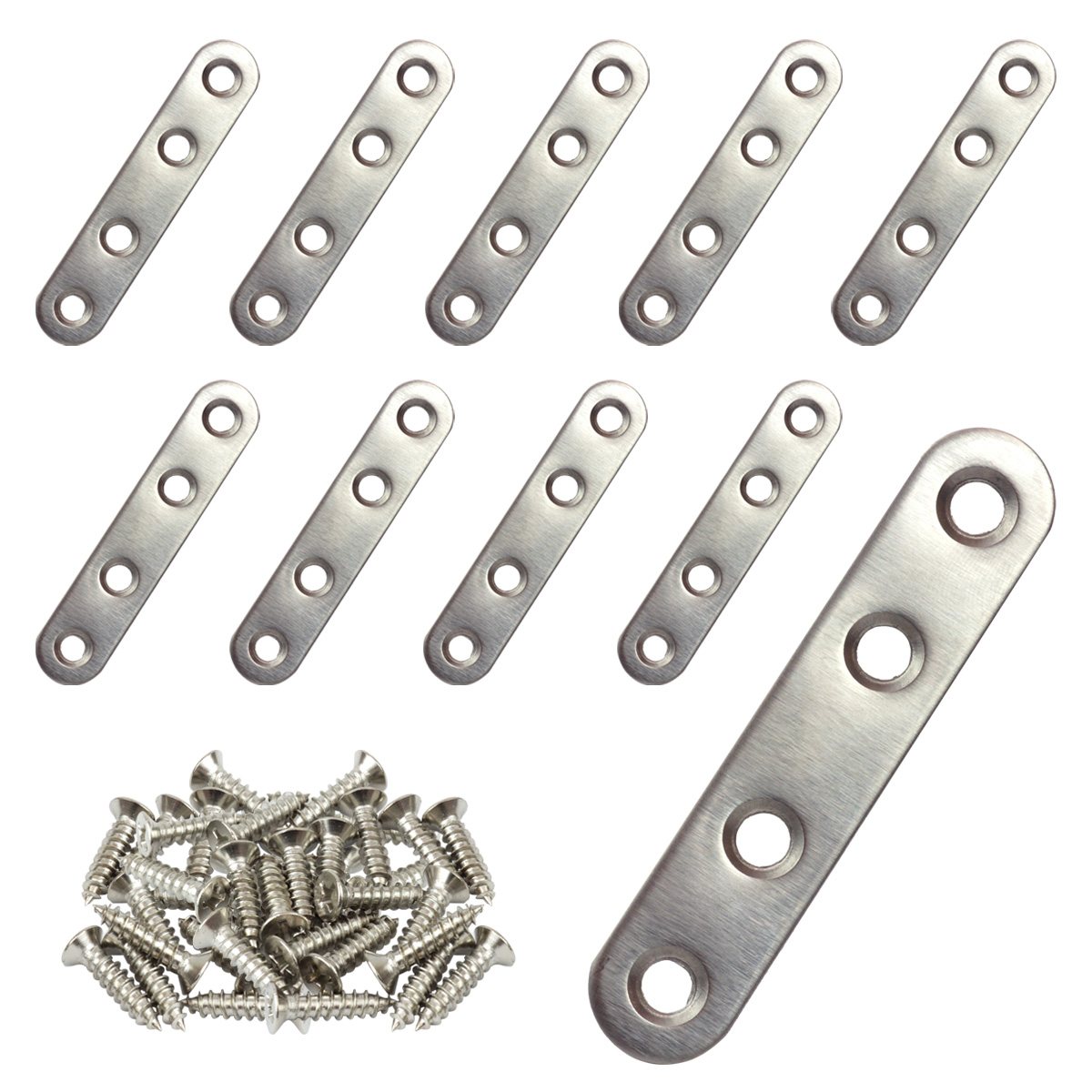 10個セット 金具 ストレート DIY フラット 連結金具 76mm×16mm ネジ