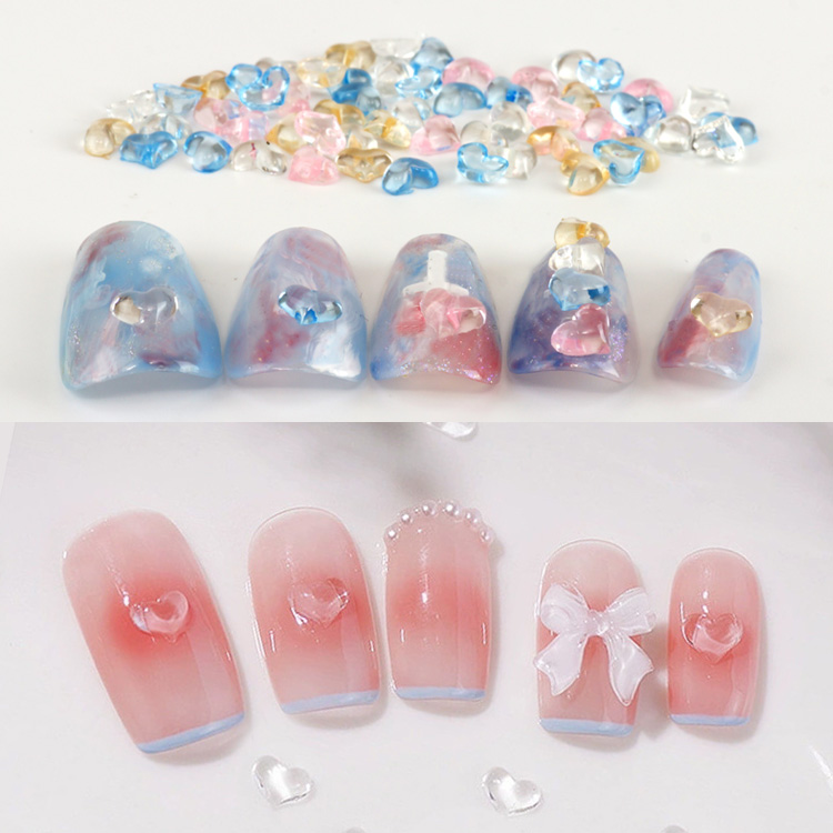 ネイルパーツ ハート 5mm 150個 クリア 小さい ぷっくり セルフネイル