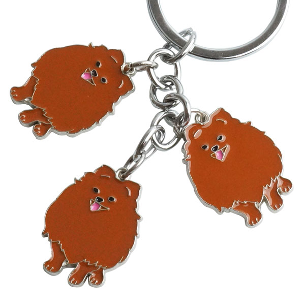 わんちゃん チャーム 3点set リボン ポメラニアン 3連 ポメラニアン キーホルダー キーリング 犬 ポメ ドッグ