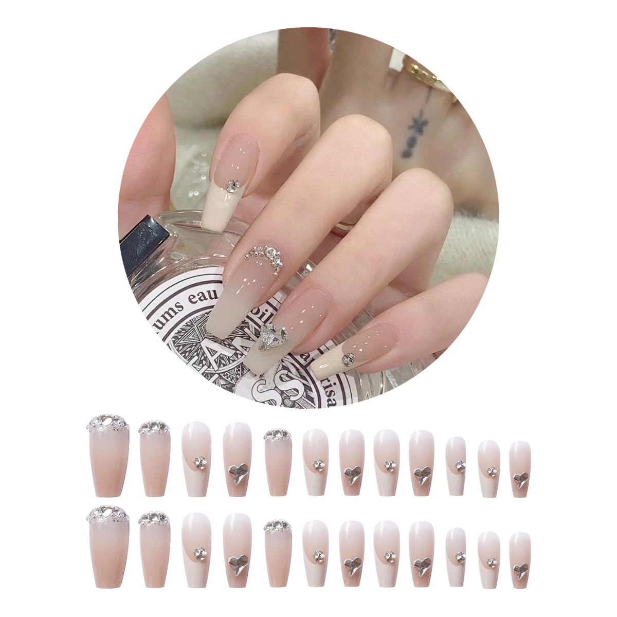 ネイルチップ 24枚セット セルフネイル パーツ ショート ロング