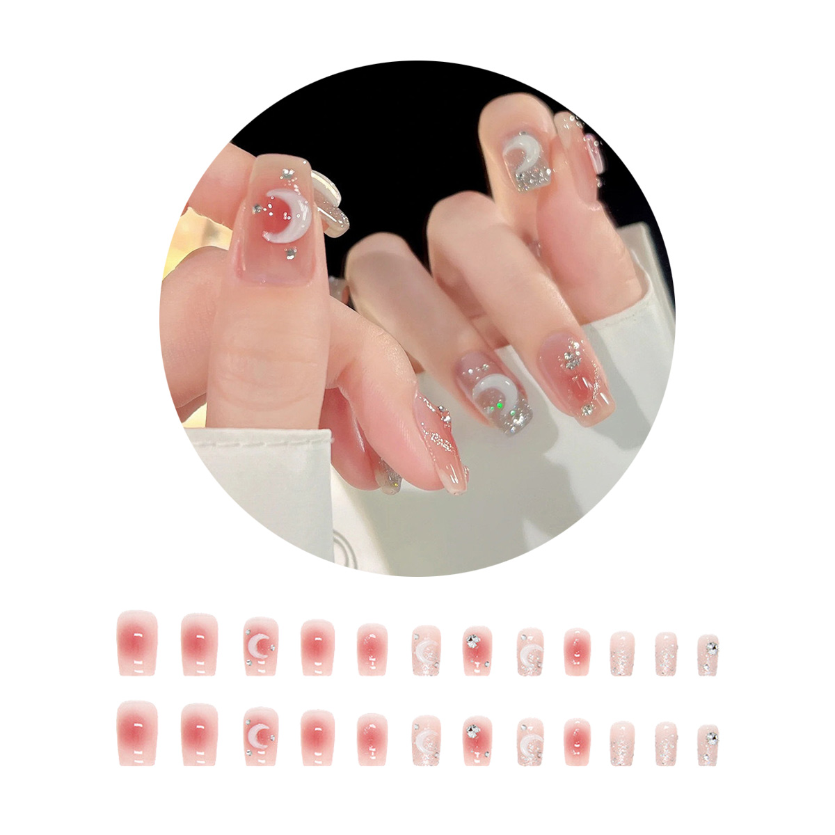 ネイルチップ 24枚セット セルフネイル パーツ ショート ロング