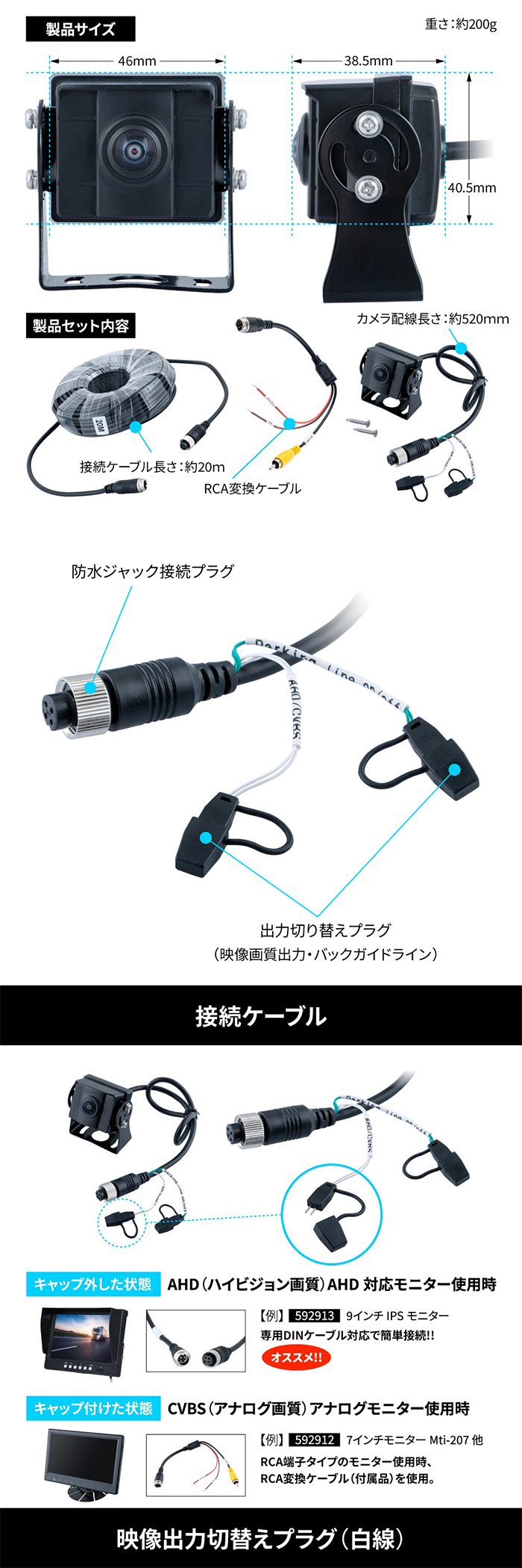 JETINOUE ジェットイノウエ ツーウェイバックカメラ ミニタイプ 20M