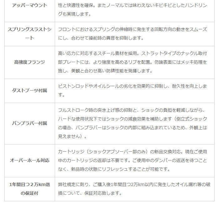 RG レーシングギア 車高調 モデルコンフォート 減衰力15段調整式