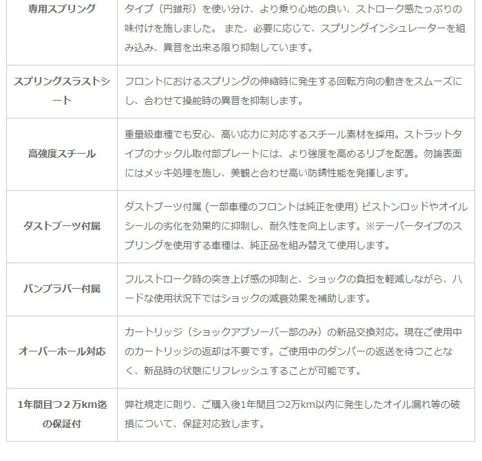 RG レーシングギア 車高調 タイプワゴンNM 複筒式 減衰力15段調整式