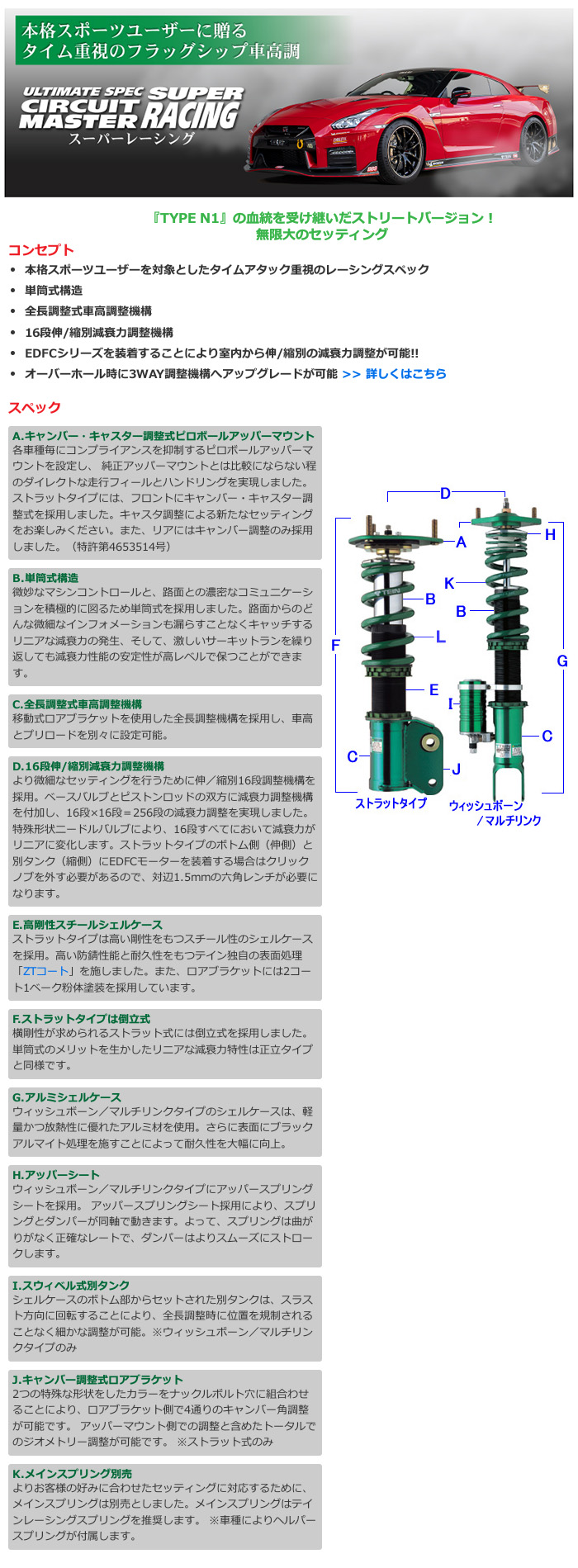 TEIN テイン車高調 SUPER RACING S2000 AP1 H11.04-H17.11 FR [BASE