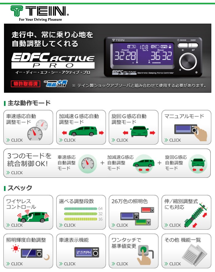 TEIN 電動減衰力コントローラー EDFC ACTIVE PRO+モーターキット(EDK05